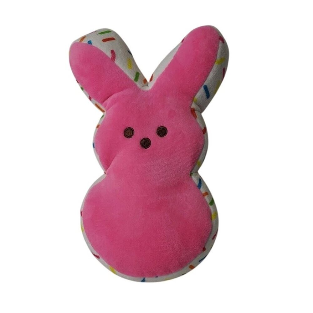 Just Born Peeps Pink Plush Bunny Confetti Sprinkle Sides  8" Stuffed Easter Toy